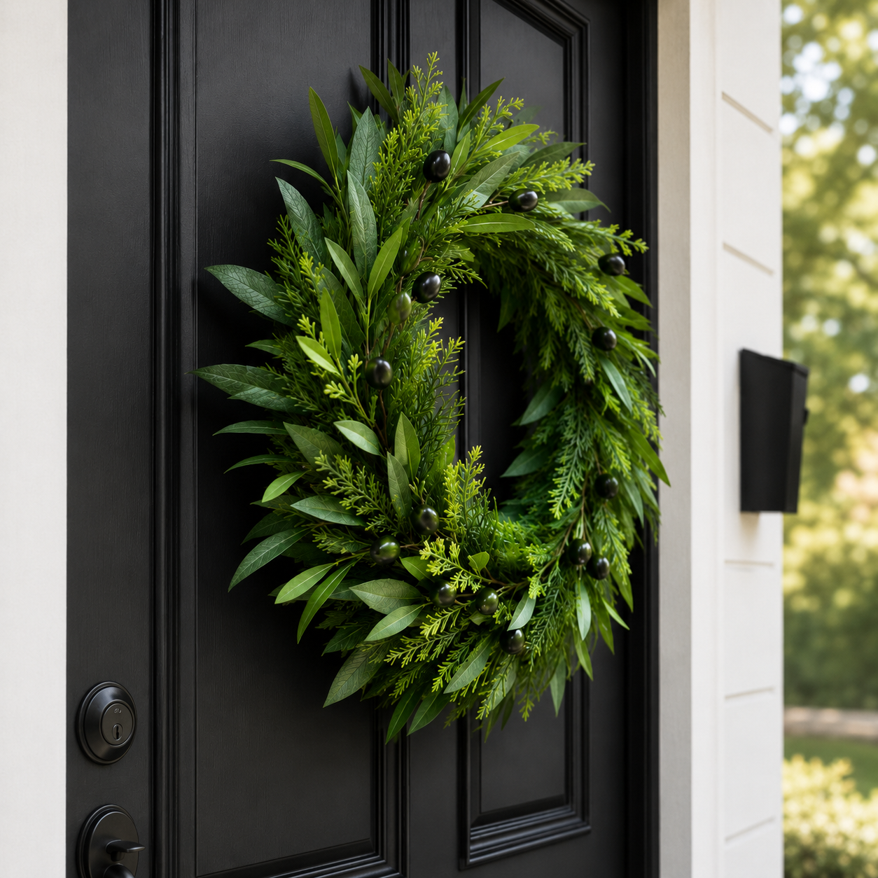 24" Olive Leaf Greenery Wreath for Front Door