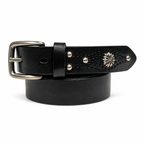 1.5″ Wide Cognac Western Leather Belt with Floral Concho Studs