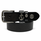 1.5″ Wide Western Concho Leather Belt with Statement Emblem