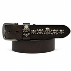 1.5″ Wide Skull Western Leather Belt with Metal Conchos