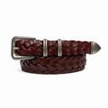 1″ Wide Braided Leather Belt with Antique Silver-Tone Western Buckle
