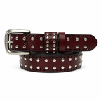 1.1″ Wide Studded Western Leather Belt with Double-Row Rivets