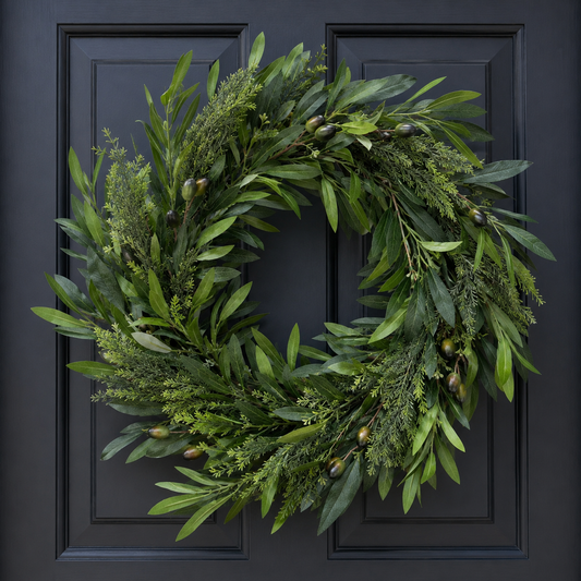 24" Olive Leaf Greenery Wreath for Front Door