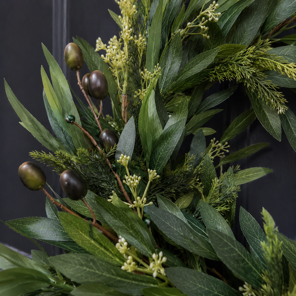 24" Olive Leaf Greenery Wreath for Front Door