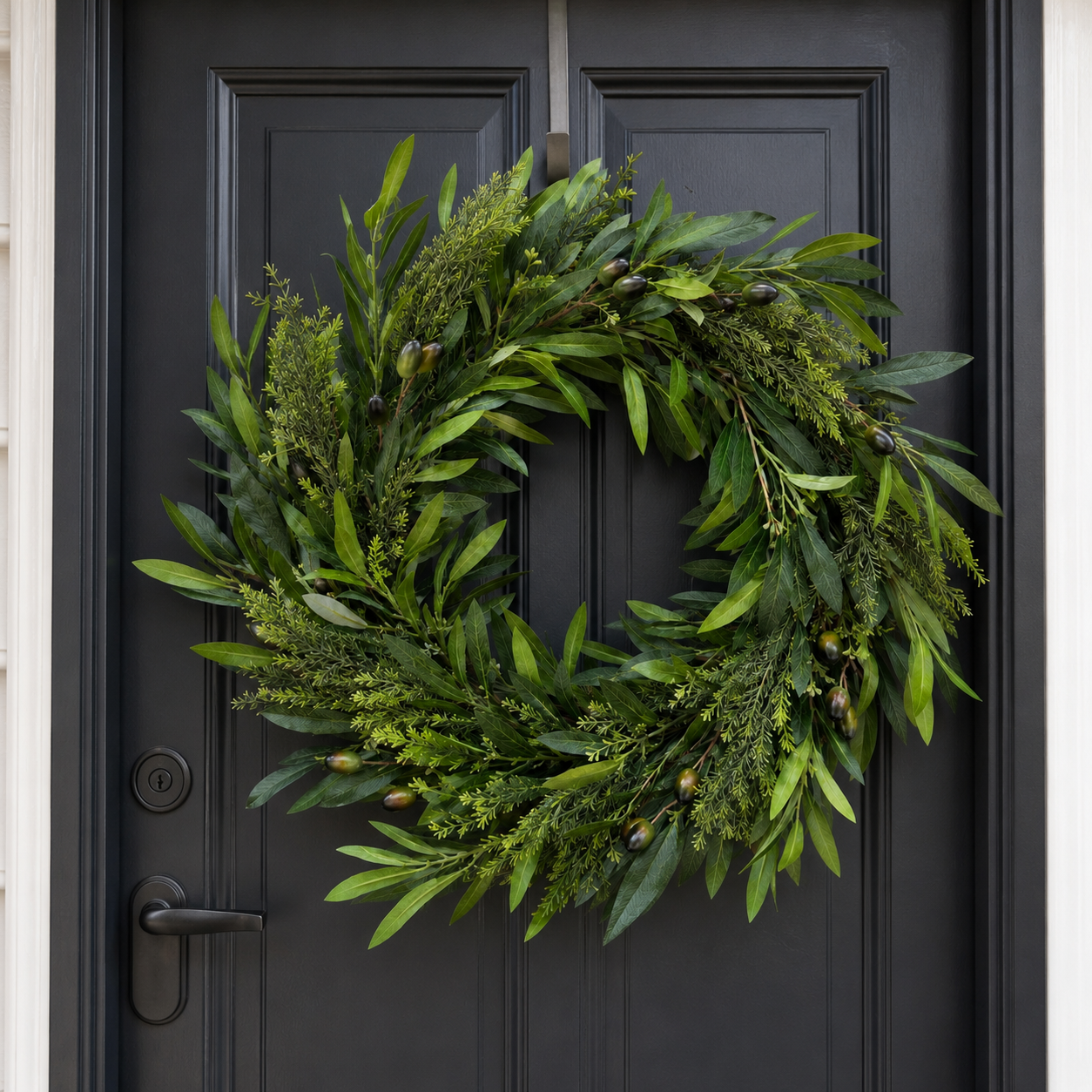 24" Olive Leaf Greenery Wreath for Front Door