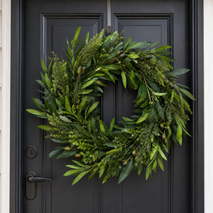 24" Olive Leaf Greenery Wreath for Front Door