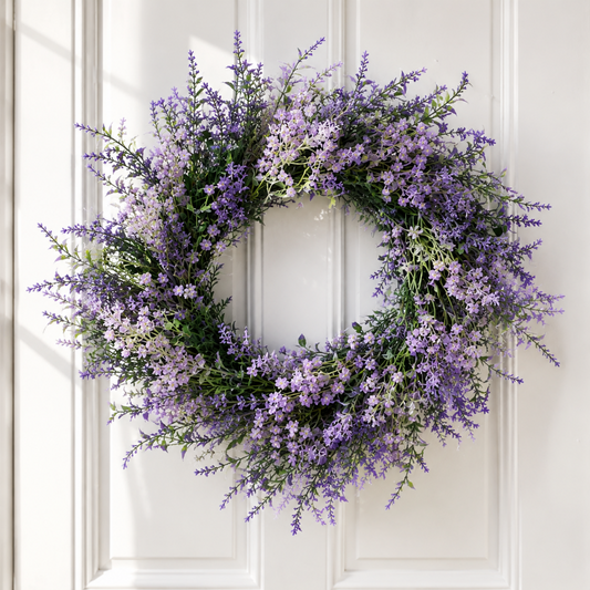 18" lavender wreath for front door - rustic farmhouse lavender floral wreath